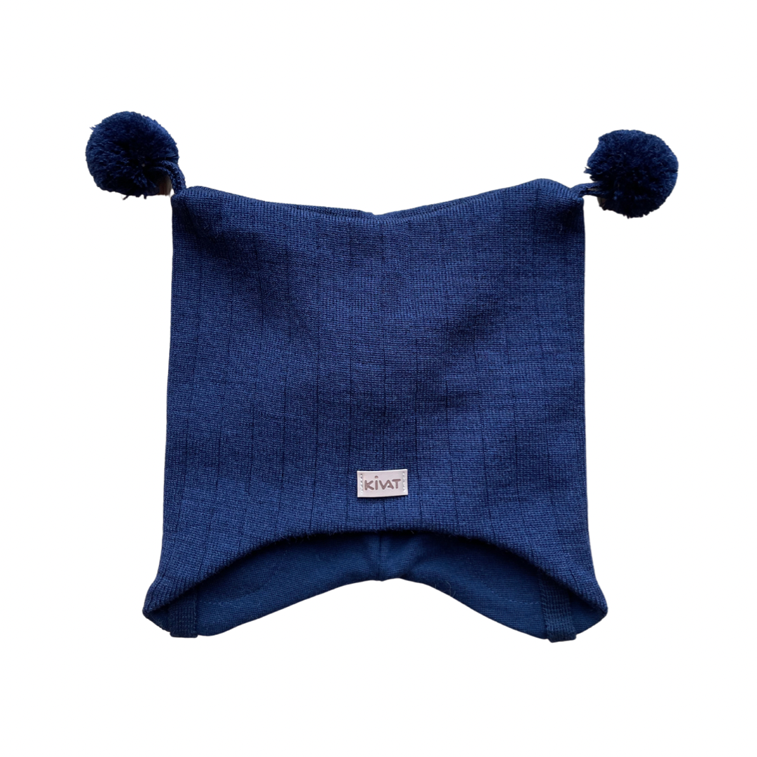 Kivat Lue Ull Striper Marineblå  m/skinnlapp