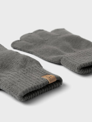 Lil Atelier Knit Gloves Pewter