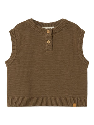 Lil Atelier Ramlo Knit  Small Vest Shitake