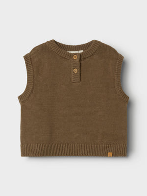 Lil Atelier Ramlo Knit  Small Vest Shitake