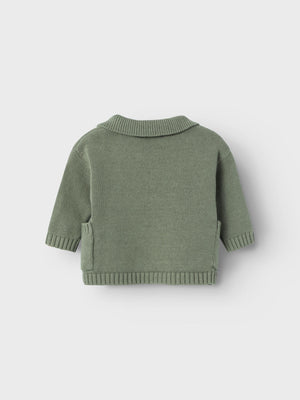 Lil Atelier Theo Small Knit Cardigan Agave Green
