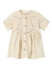 Lil Atelier Halla Dress Bleached Sand