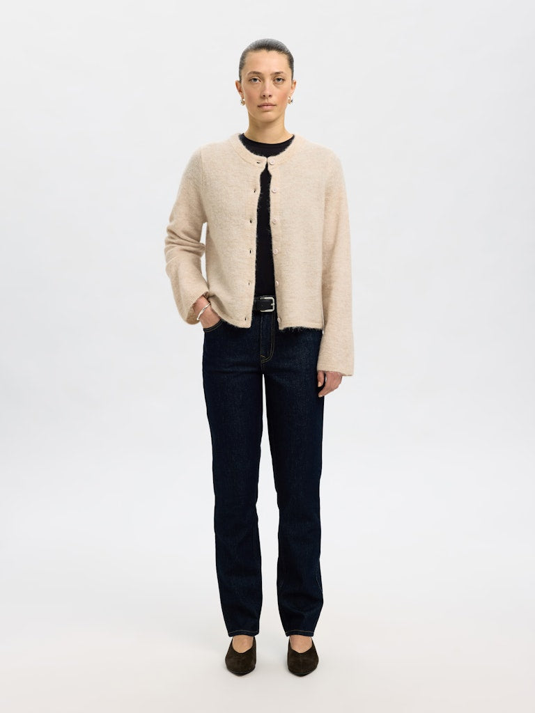 Selected LULU NEW LS KNIT CARDIGAN NOOS brich/melange