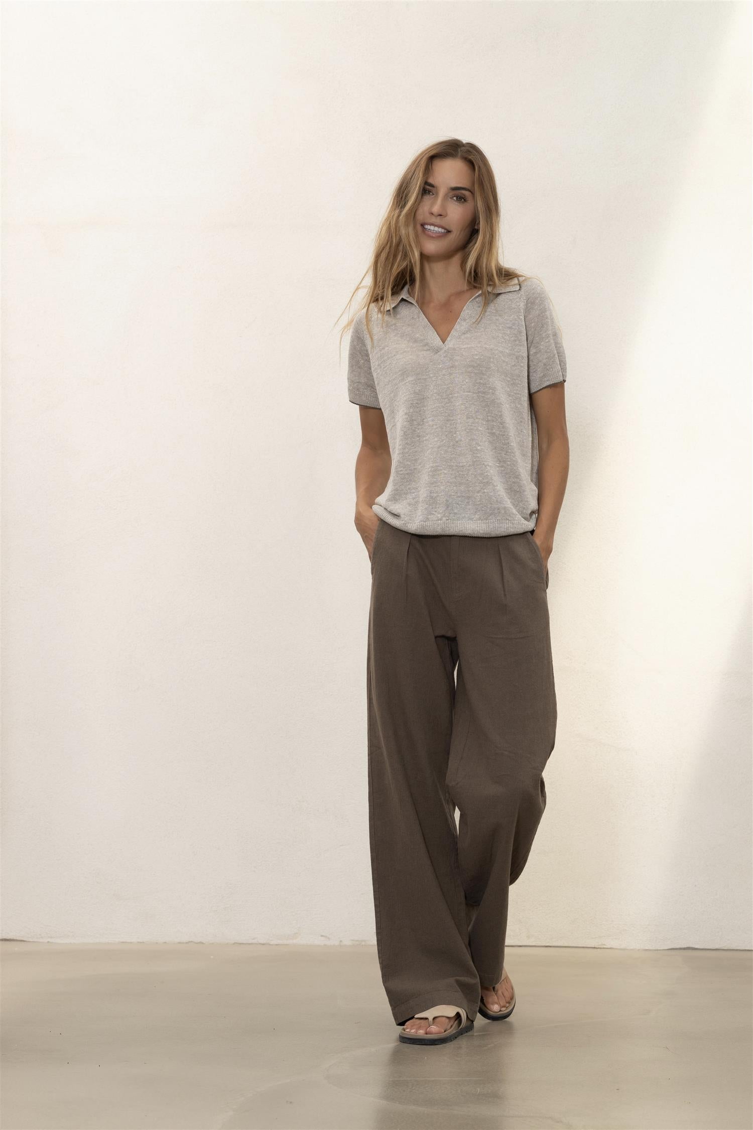 Blue Sportswear Deleste cot/lin Trousers Bark
