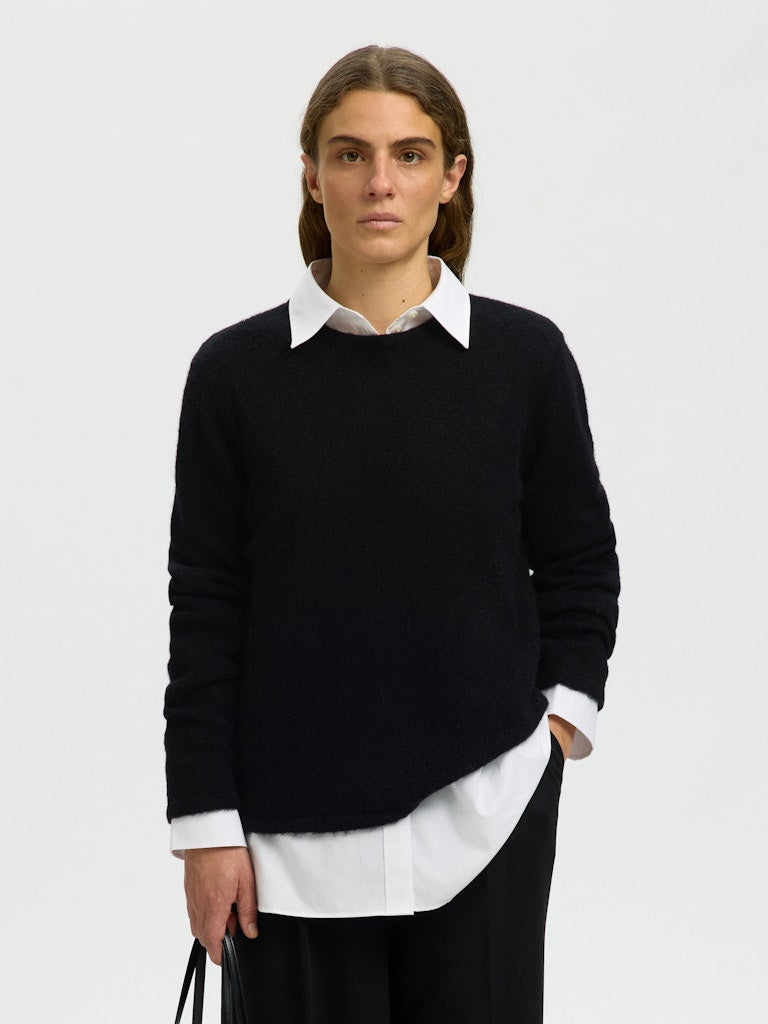 Selected LULU NEW LS KNIT O-NECK NOOS Brich/melange