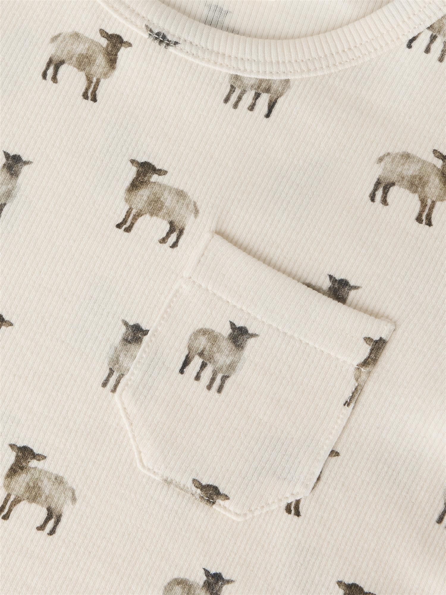 Lil Atelier Gavo Eko Ls Slim Top Sheep