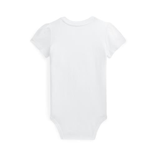 Ralph Lauren body jente puffet kort-erm HVIT med lyseblå hest