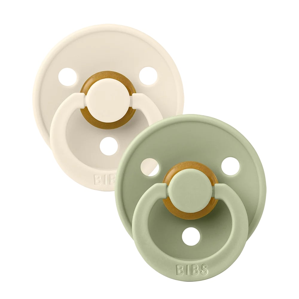 Bibs Round str 2 Natural Rubber Latex Ivory/Sage