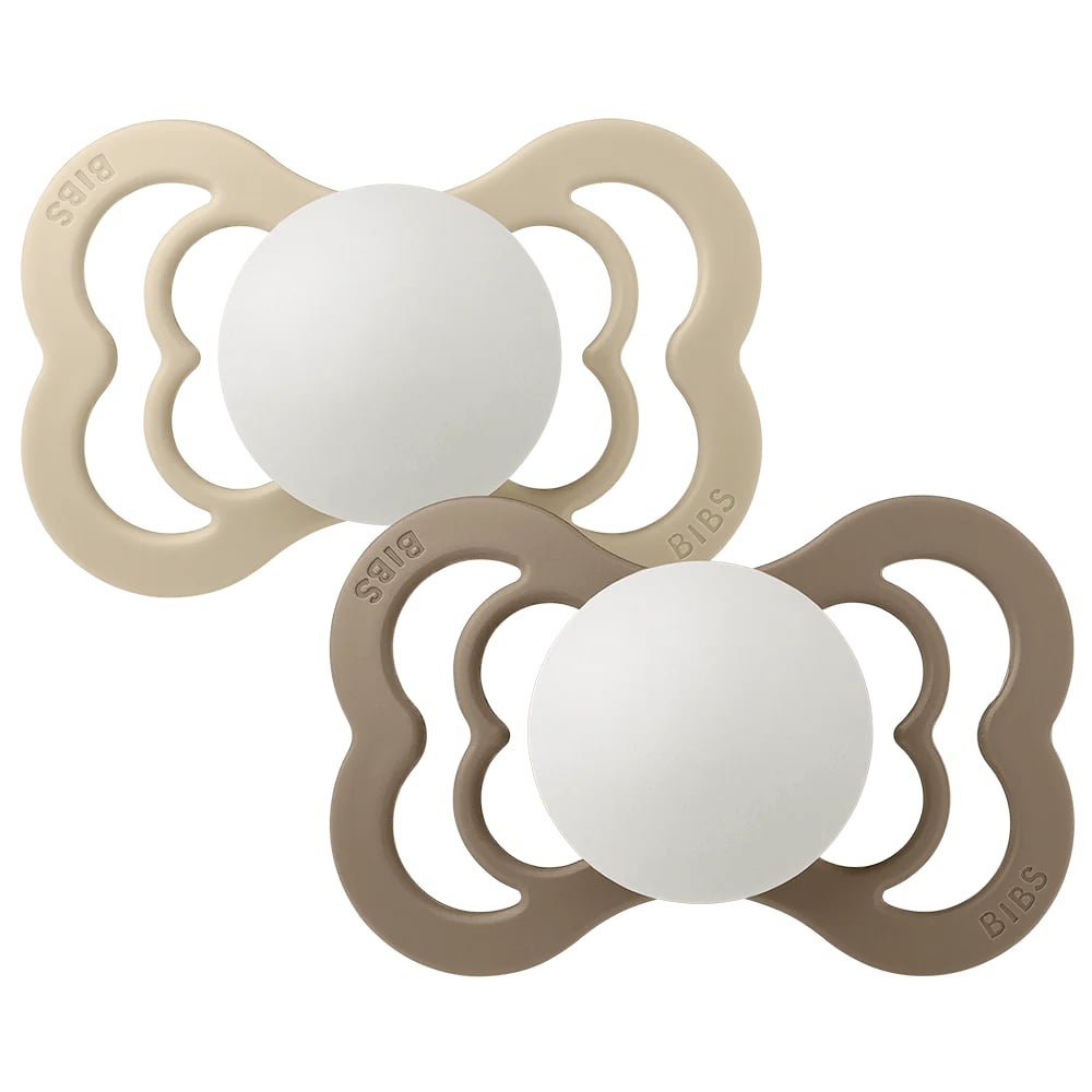 Bibs GLOW Pacifiers 2 Pack - Vanilla /Dark Oak