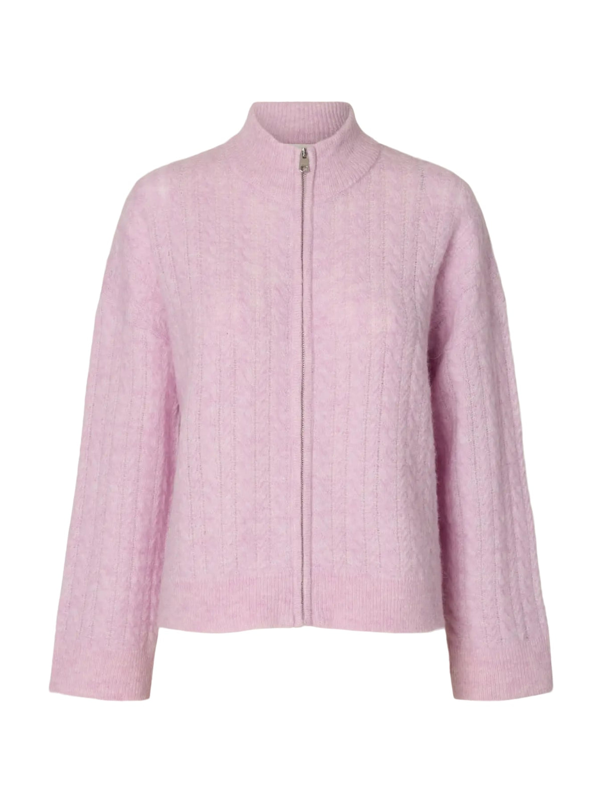 Selected LULU LS KNIT CABLE LS KNIT ZIPPER CARDIGAN Winsome Orchid_Melange