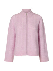 Selected LULU LS KNIT CABLE LS KNIT ZIPPER CARDIGAN Winsome Orchid_Melange