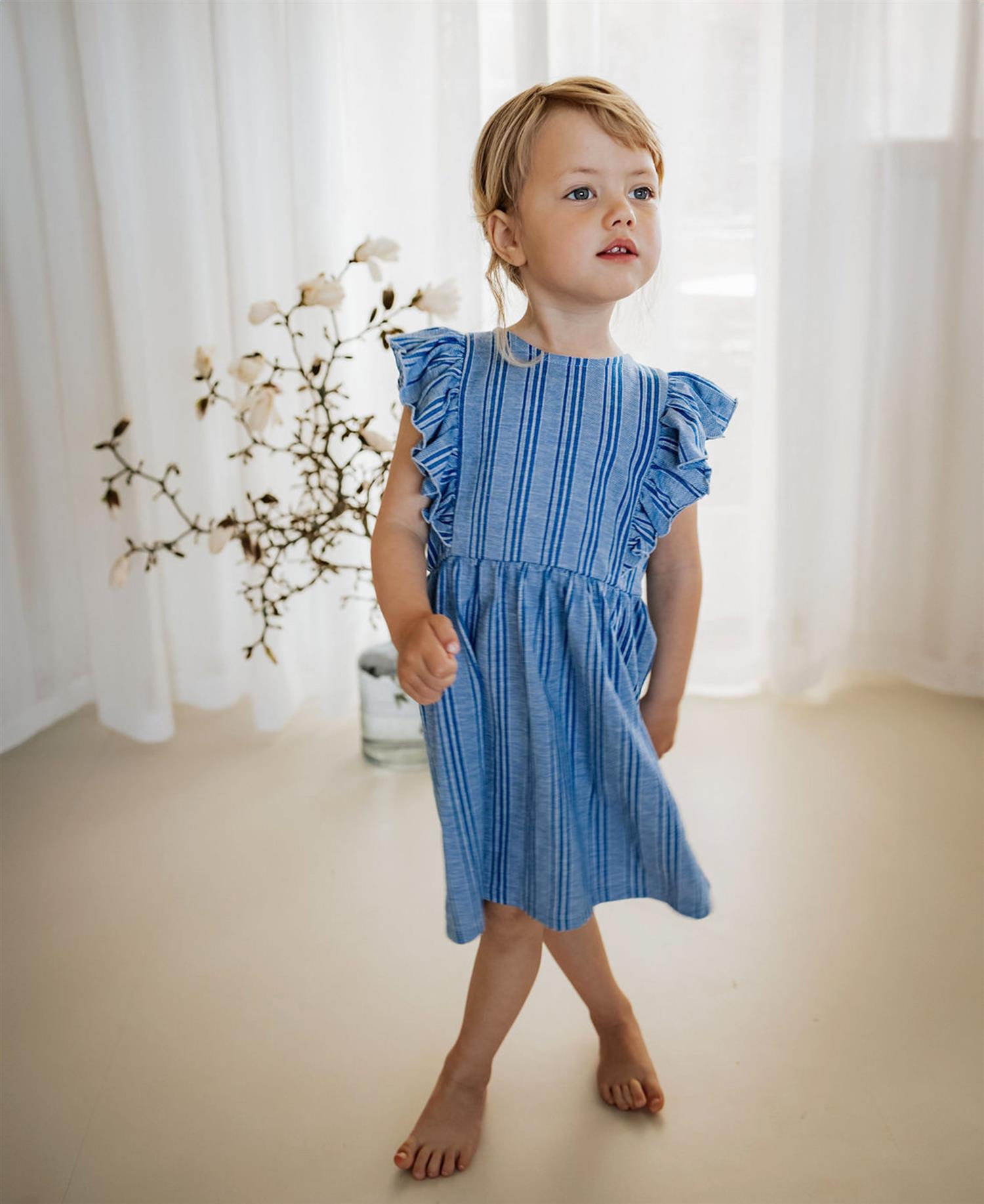 Fliink MIRO DRESS CLOUD DANCER MAZERINE BLUE STRIPE
