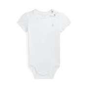Ralph Lauren body jente puffet kort-erm HVIT med lyseblå hest