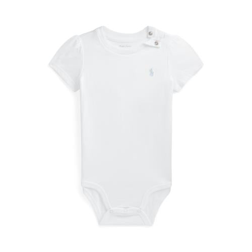 Ralph Lauren body jente puffet kort-erm HVIT med lyseblå hest