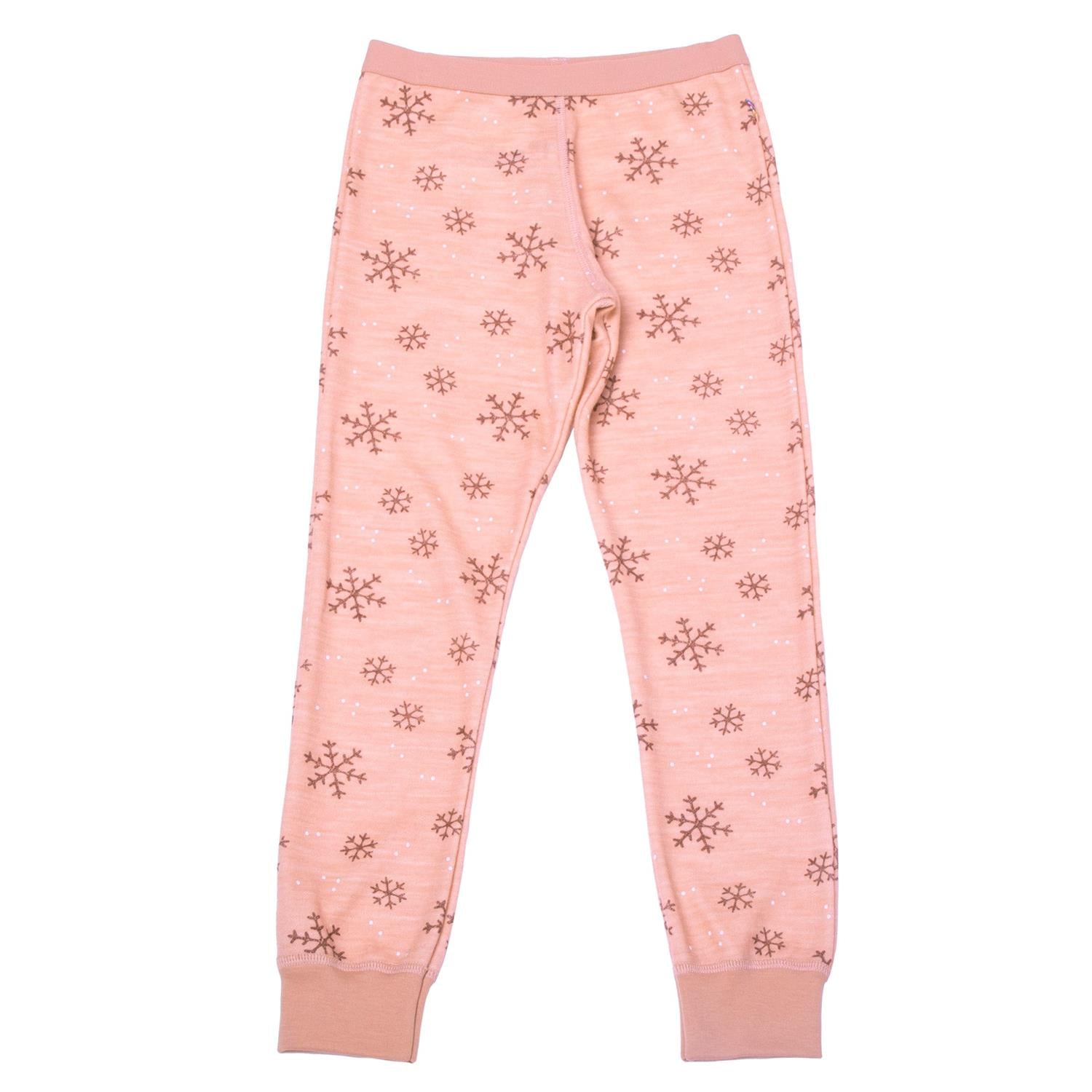 Joha Ull/Bambus Leggings Snowflakes Fersken