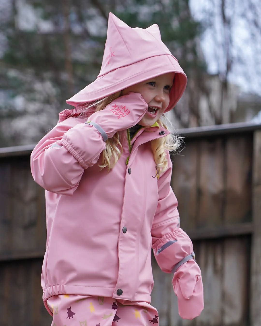 Kattnakken Regnvottar Barn Rosa Krystall