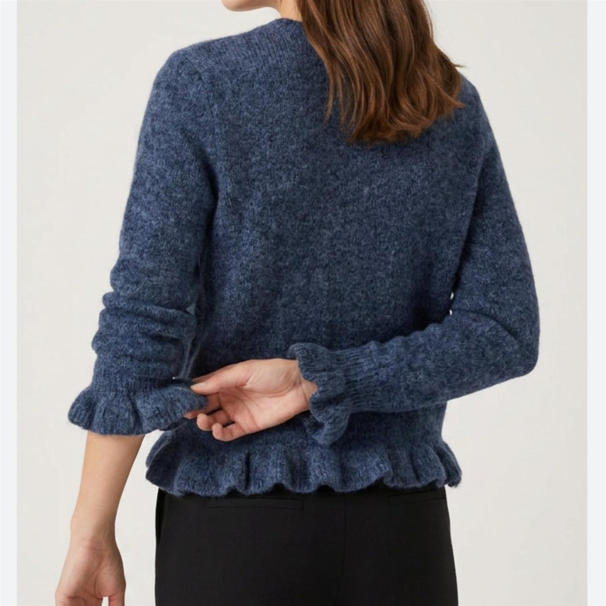 NEW FRILL CARDIGAN jeans blue