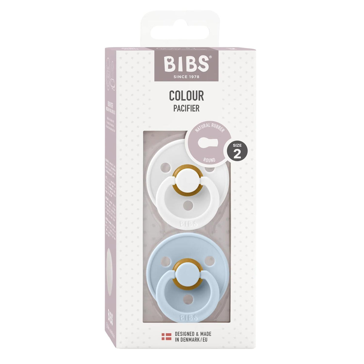 Bibs Round str 2 Natural Rubber Latex White/baby Blue