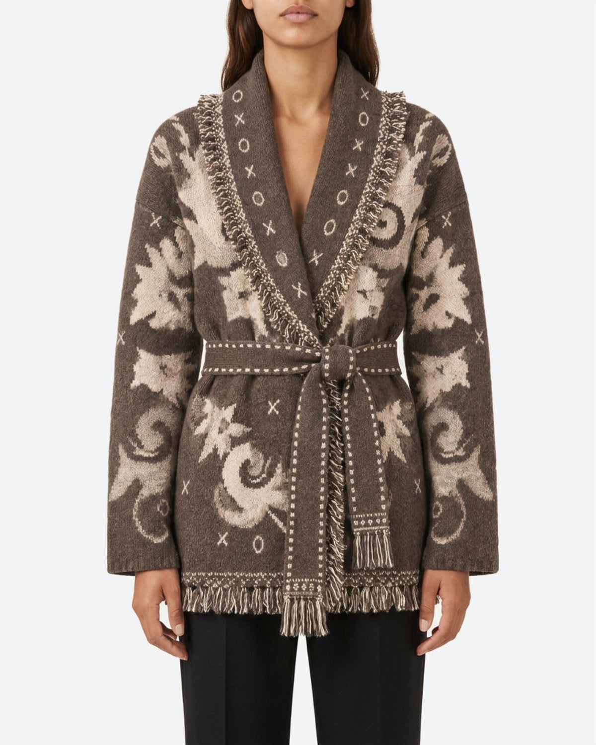 KIEL FRILL CARDIGAN CHOCOLATE