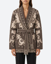 KIEL FRILL CARDIGAN CHOCOLATE