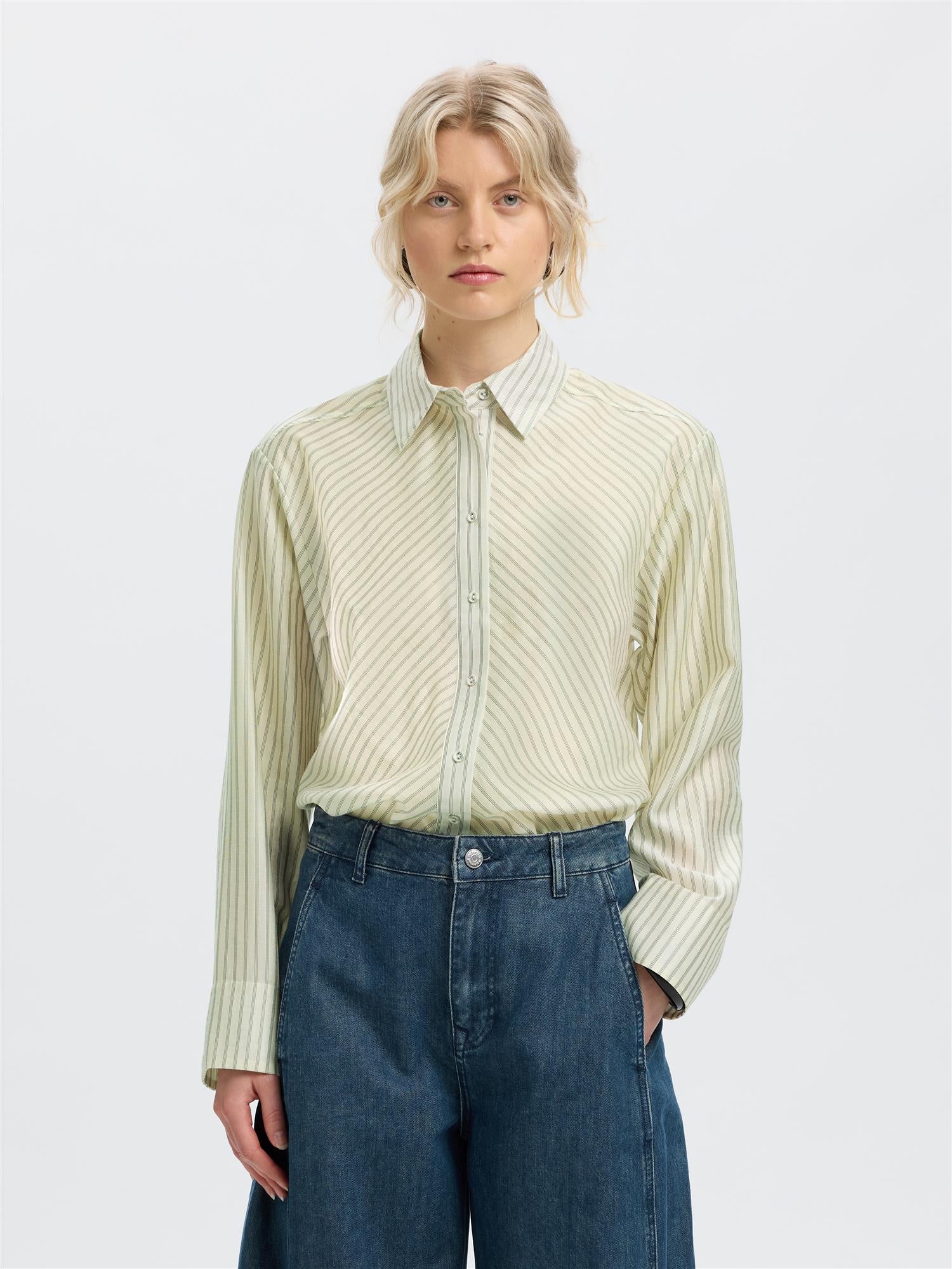 Selected CONNIE LS RELAXED SHIRT egret stripe