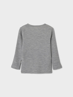 Lil Atelier Fable Wool Top Grey Melange