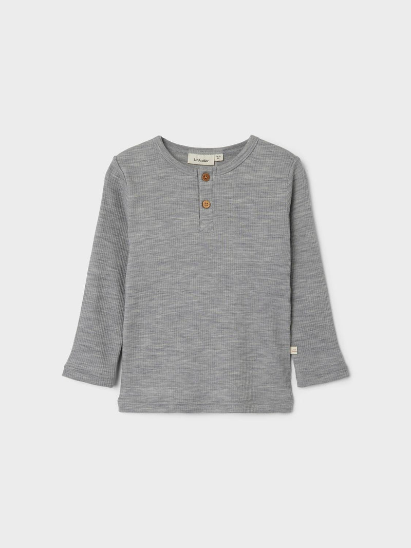 Lil Atelier Fable Wool Top Grey Melange