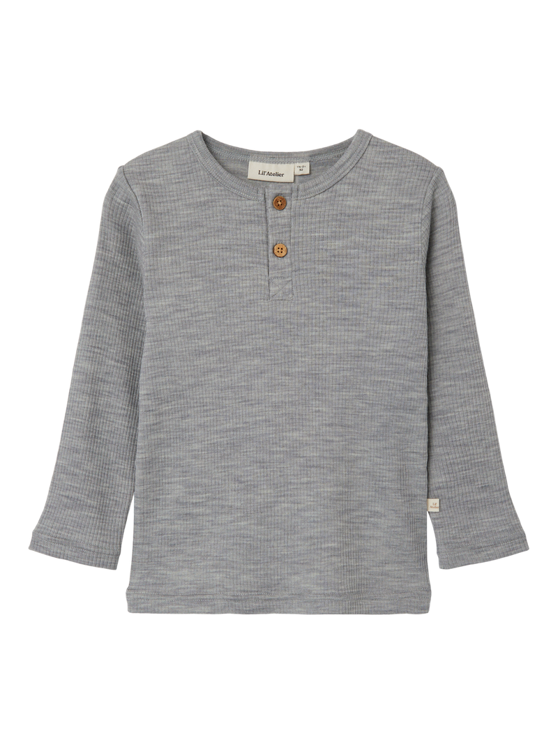 Lil Atelier Fable Wool Top Grey Melange