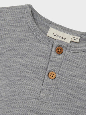 Lil Atelier Fable Wool Top Grey Melange