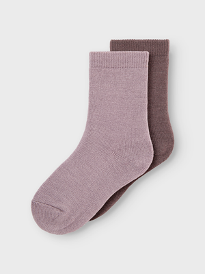 Name it Wakta Wool 2pk Sock Purple Dove