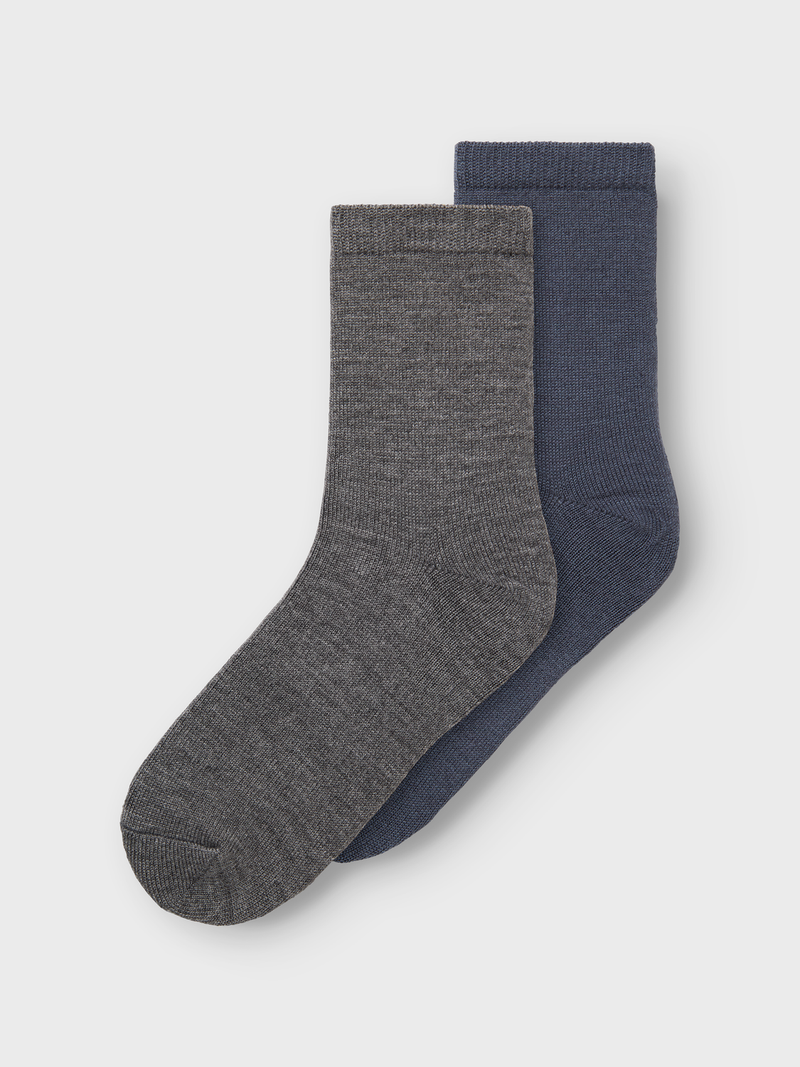 Name it Wak Wool 2pk Sock Dark Grey Melange