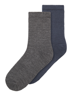 Name it Wak Wool 2pk Sock Dark Grey Melange