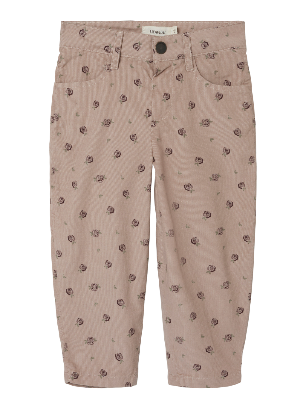 Lil Atelier Bella Cord Pants Gray Floral