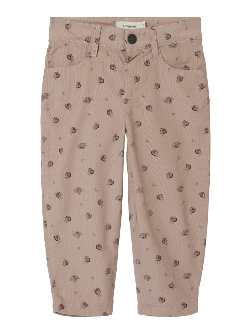 Lil Atelier Bella Cord Pants Gray Floral