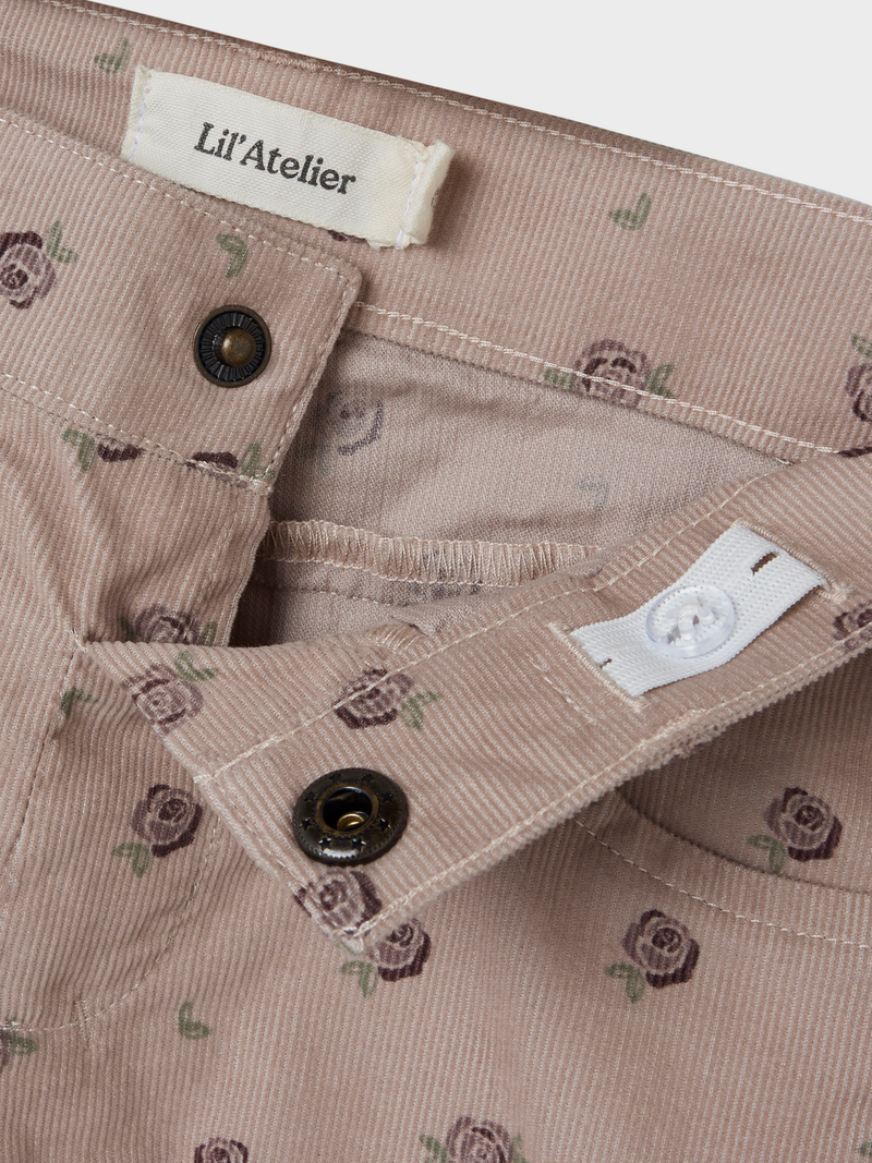 Lil Atelier Bella Cord Pants Gray Floral