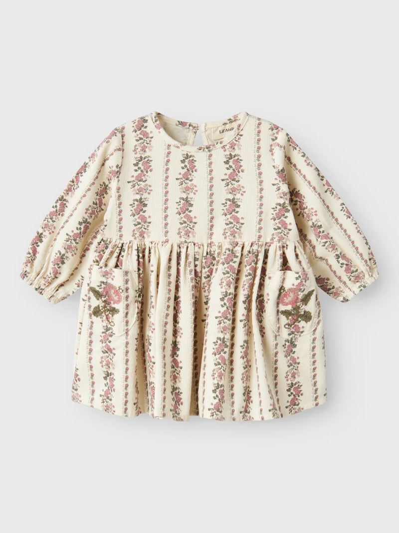 Lil Atelier Tala Cord Baby Dress Turtledove