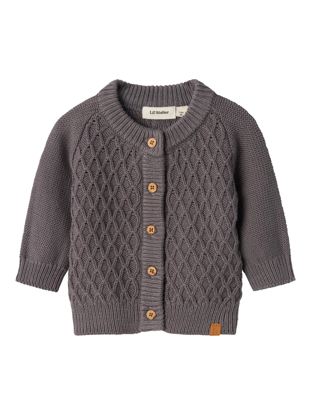 Lil Atelier Tobie Knit Baby Cardigan Pewter