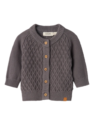 Lil Atelier Tobie Knit Baby Cardigan Pewter