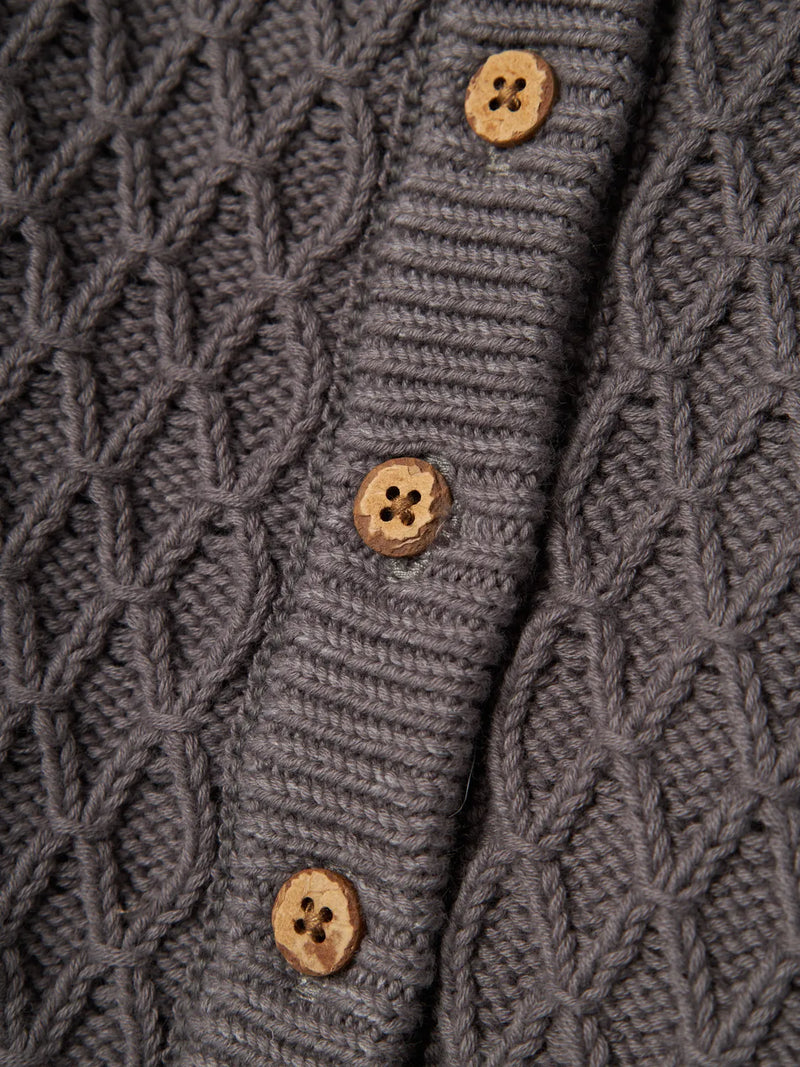 Lil Atelier Tobie Knit Baby Cardigan Pewter