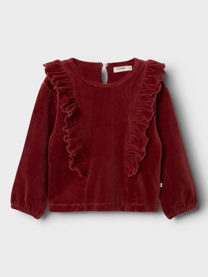 Lil Atelier Saga Velour Top Spiced Apple