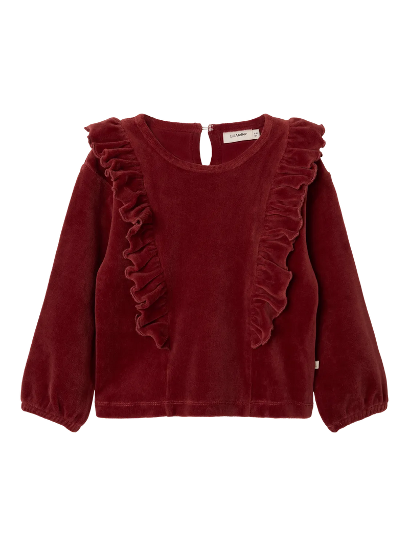 Lil Atelier Saga Velour Top Spiced Apple