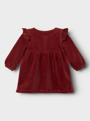 Lil Atelier Saga Baby Velour Dress Spiced Apple