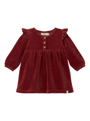 Lil Atelier Saga Baby Velour Dress Spiced Apple