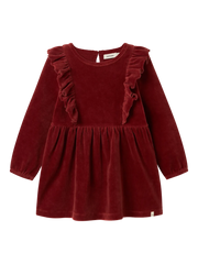 Lil Atelier Saga Velour Dress Spiced Apple