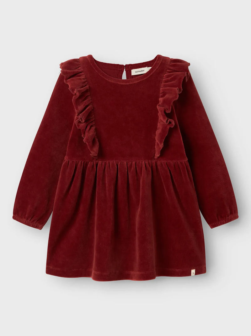 Lil Atelier Saga Velour Dress Spiced Apple