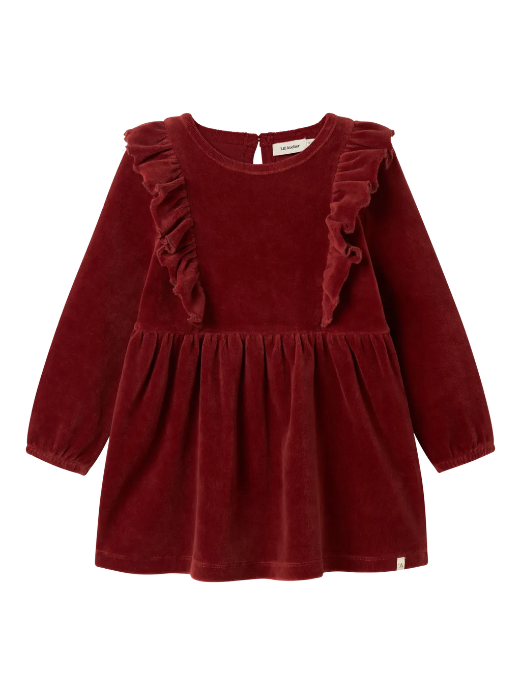 Lil Atelier Saga Velour Dress Spiced Apple