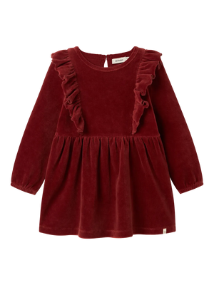 Lil Atelier Saga Velour Dress Spiced Apple