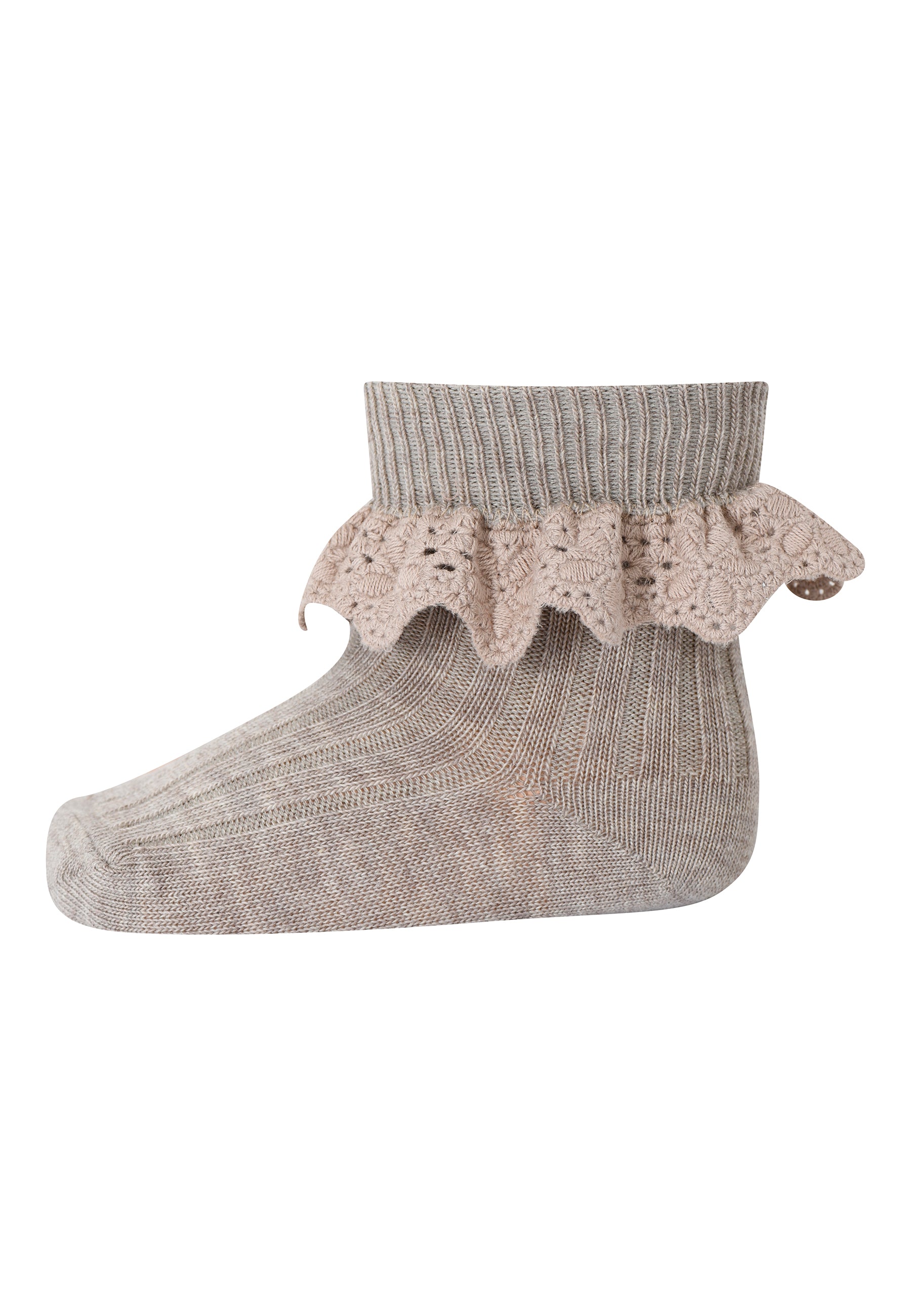 MP Lisa Socks With Lace - Light Brown Melange