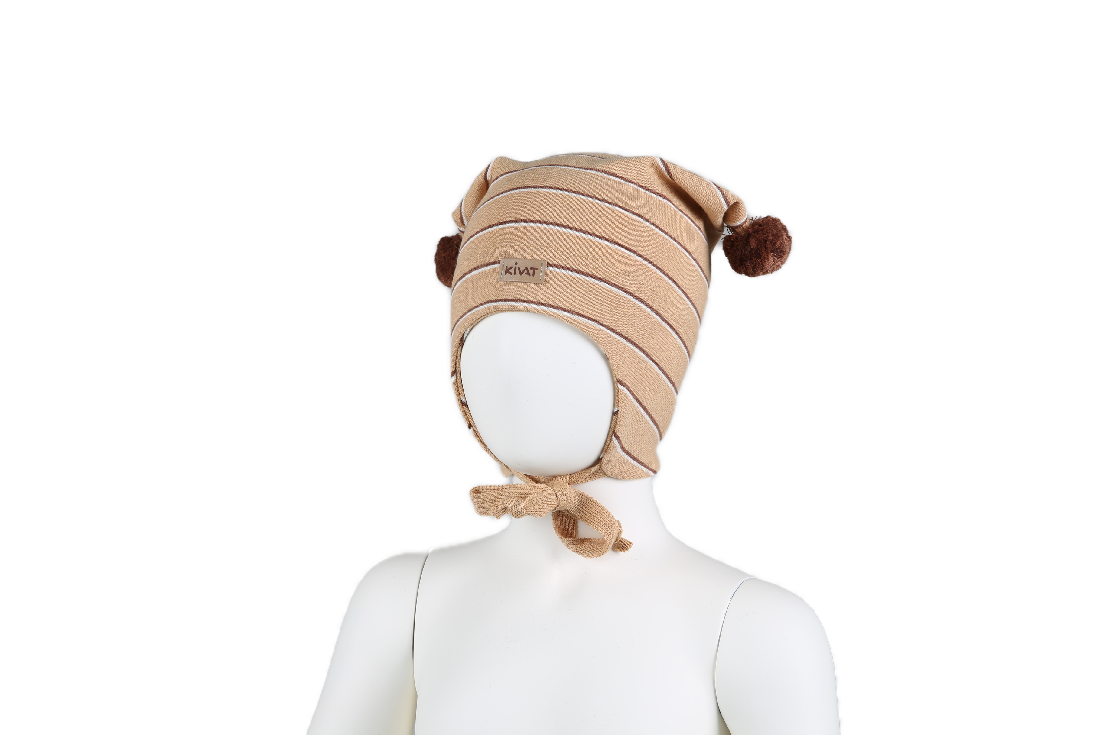 Kivat Joker hat Kivat merke Kamel/brune striper og dusker