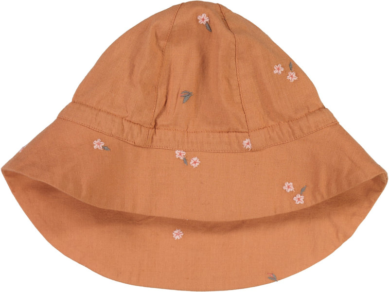 Wheat Baby Girl Sun Hat Embroidery Flowers